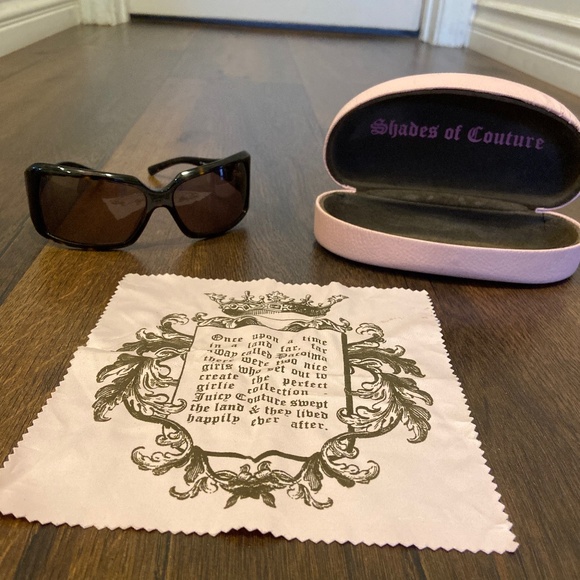 Y2K VINTAGE JUICY COUTURE SUNGLASSES CASE & CLOTH ROYAL CROWN BROWN TORTOISE main image 13